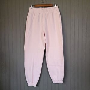 Hollister Fleece Sweatpants Joggers Seagull Logo Pockets Pink Women's Medium